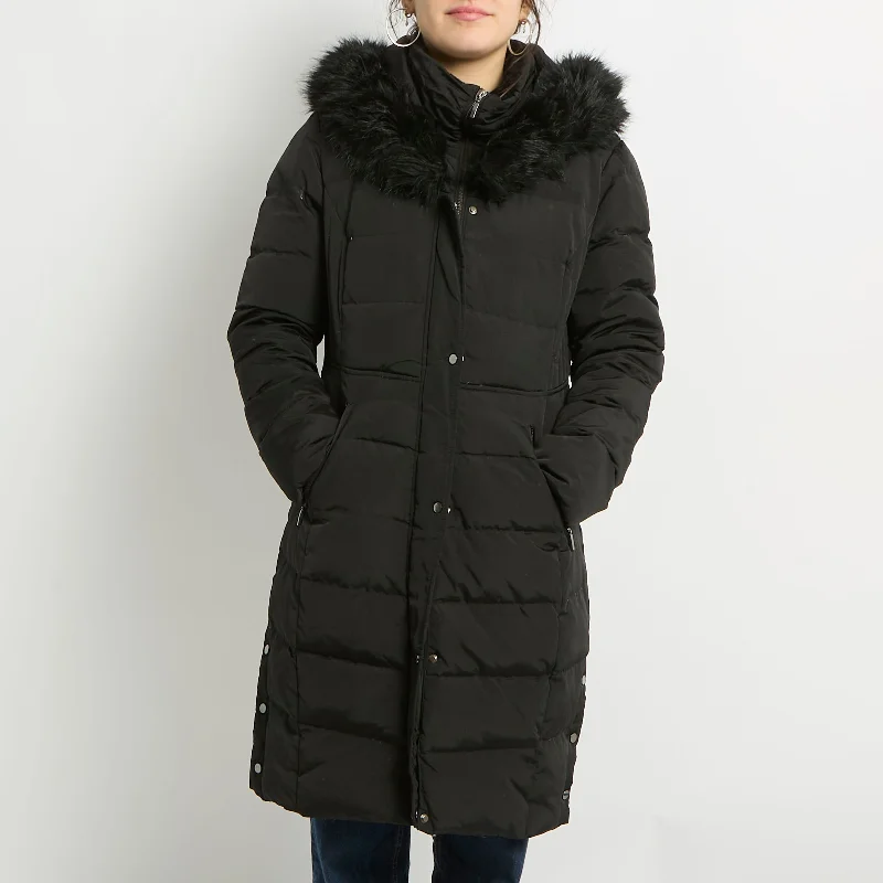 Fur Hood Long Puffer Jacket - UK 12