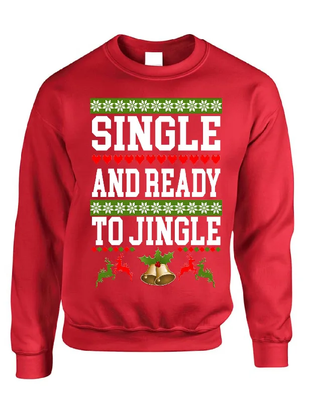 Adult Sweatshirt Single Ready To Jingle Friends Gift Xmas Ugly Party