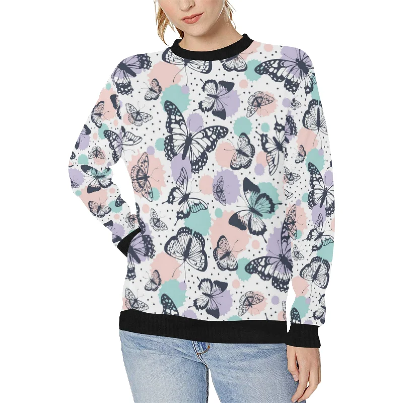 Butterfly pattern Women's Crew Neck Sweatshirt