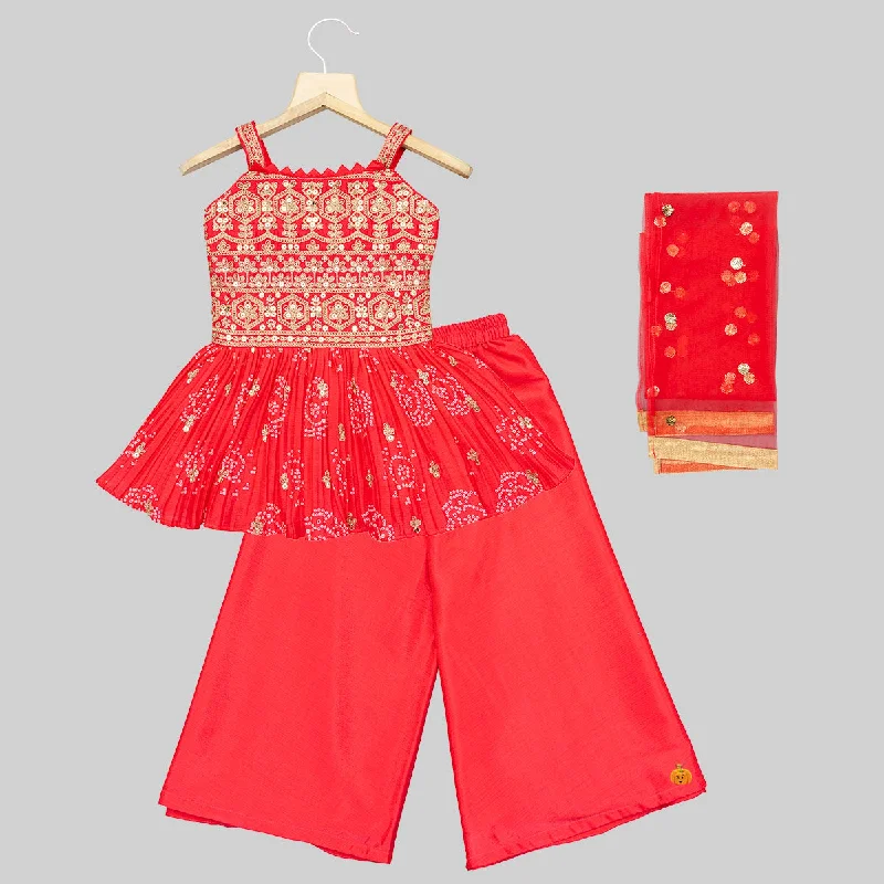 Rani Peplum Embroidered Girls Palazzo Suit