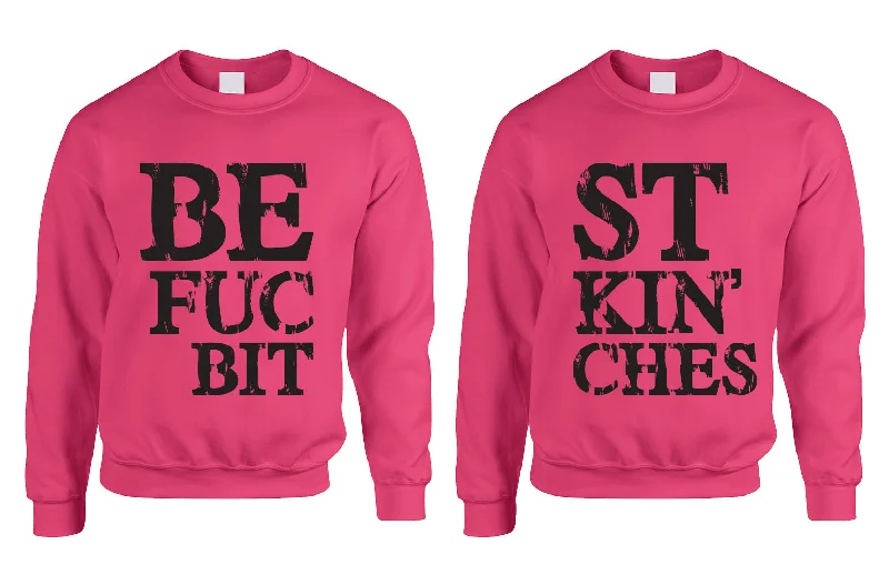 Couple Crewneck Best Bit**es BFF Set Of 2 Love Black Print