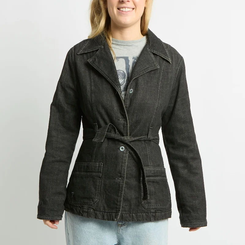 Padded Belted Denim Jacket - UK 12