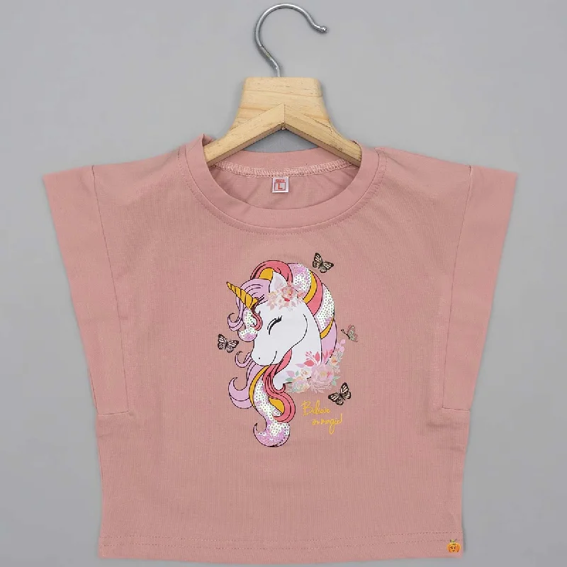 Onion & Black Unicorn Print Girls Top