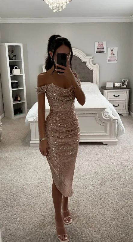 ROSE GOLD SPARKLY MIDI DRESS