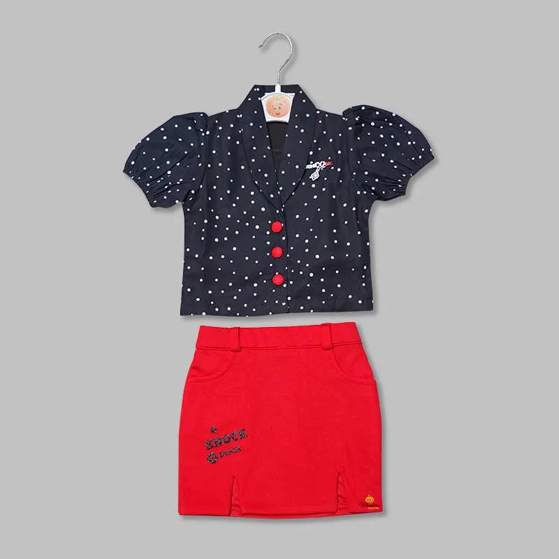 Western Dress For Girls And Kids With Polka Dotted Pattern