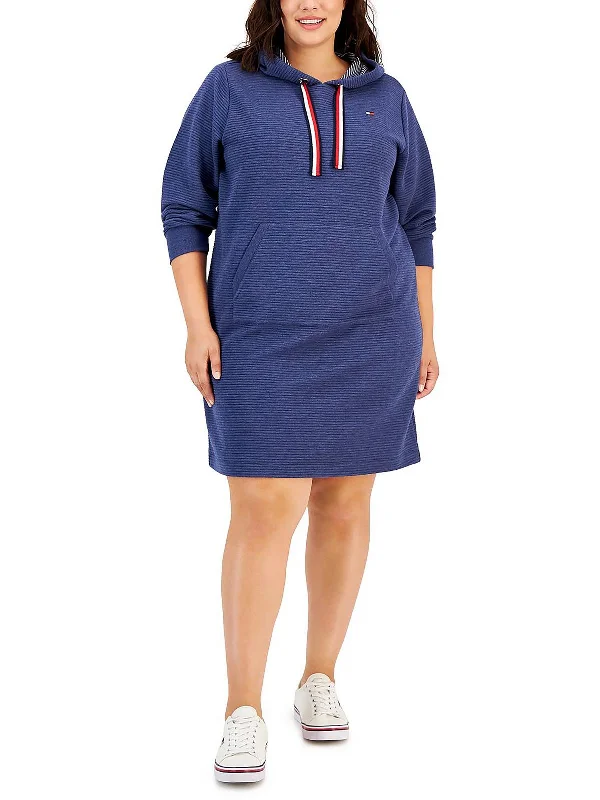 Plus Ottoman Womens Hoodie Mini Sweatshirt Dress