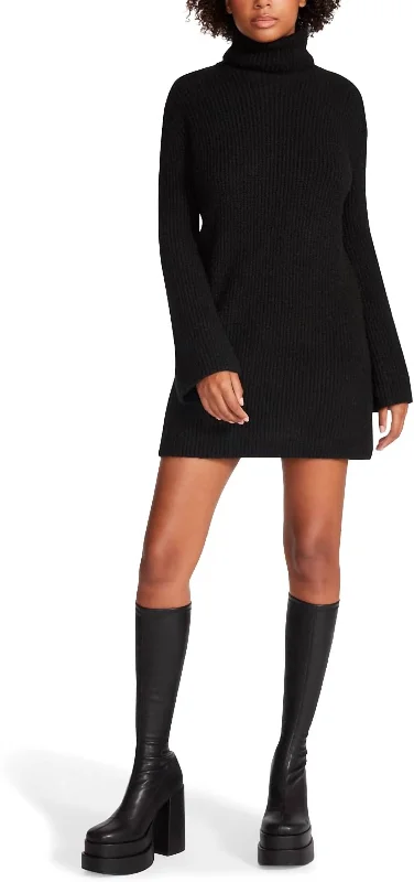 Abbie Turtleneck Sweater Dress In Black