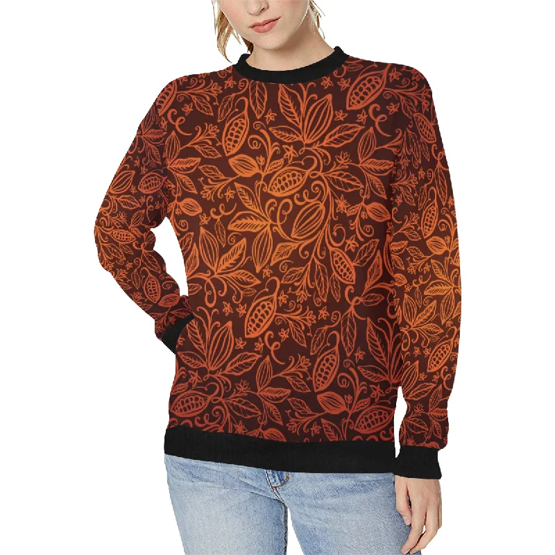 cacao beans tribal polynesian pattern Women's Crew Neck Sweatshirt