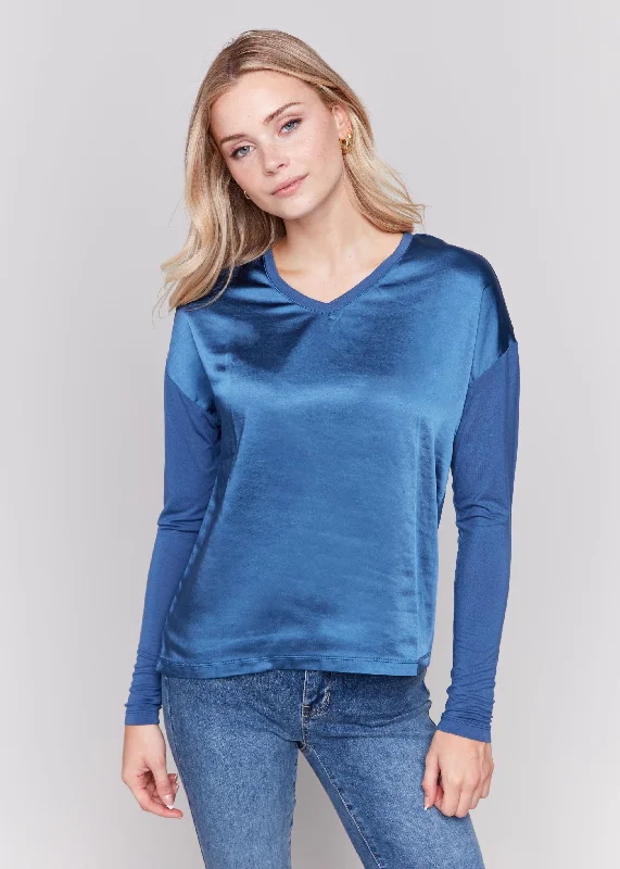 Satin Jersey Knit Top by Charlie B Denim