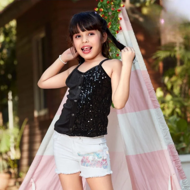 Rama & Black Sequin Top for Girls