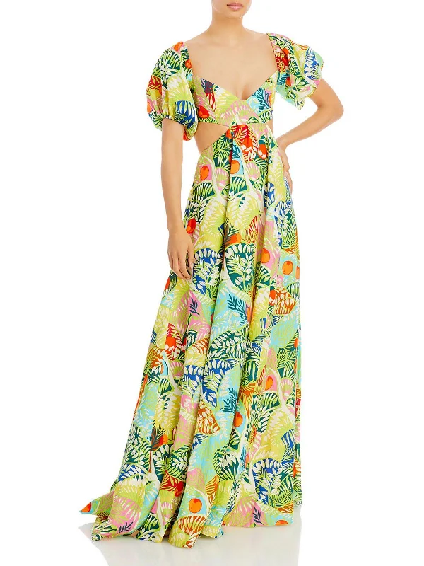 Coliseum  Womens Linen Cut-Out Maxi Dress