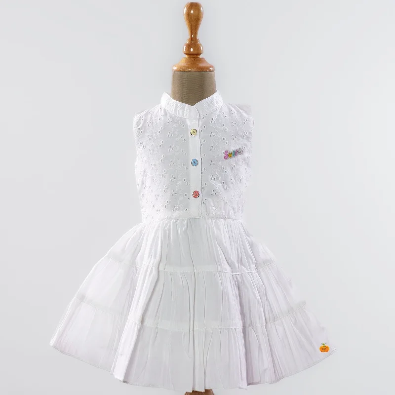 White Embroidered Girls Frock