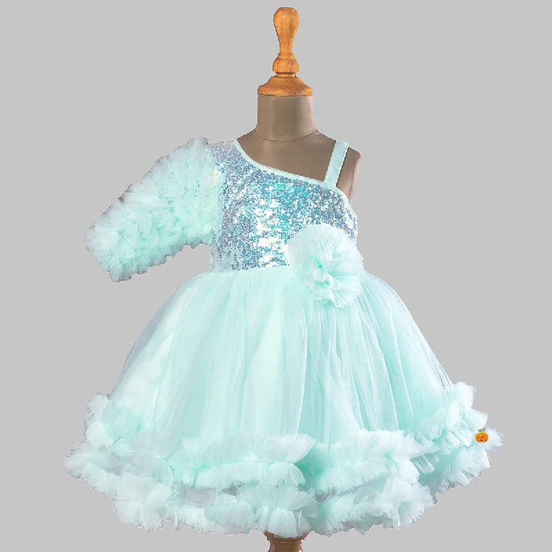 Flared Girls Frock with Frill Edges