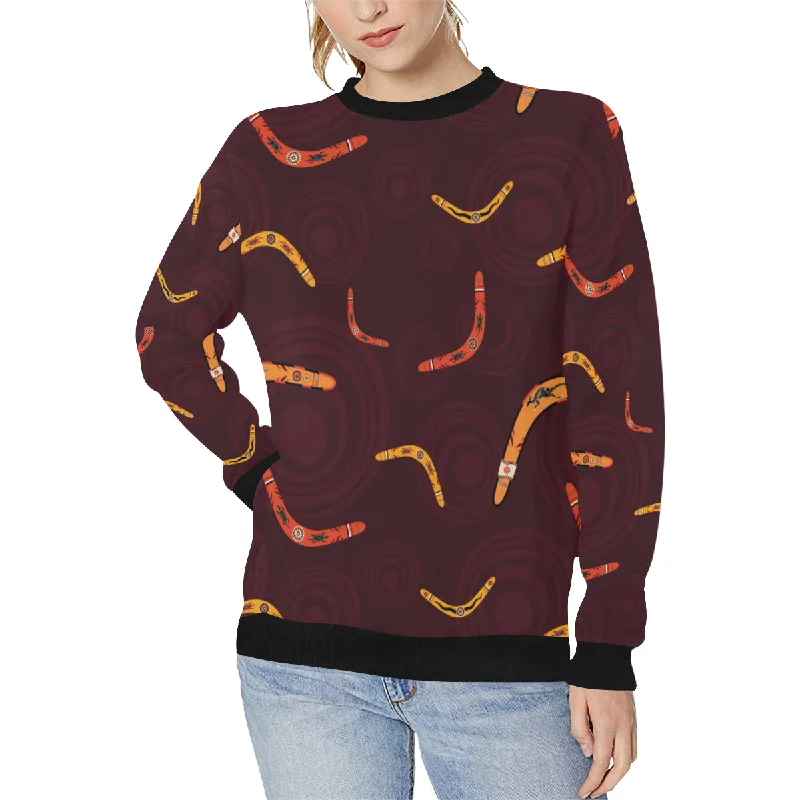 Boomerang Australian aboriginal ornament circle bl Women's Crew Neck Sweatshirt