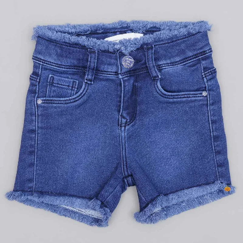 Navy Blue Denim Girls Shorts