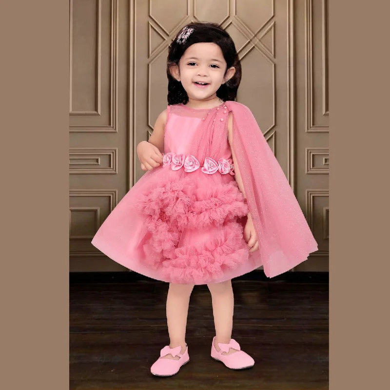 Onion Glittery Frill Frock for Girls