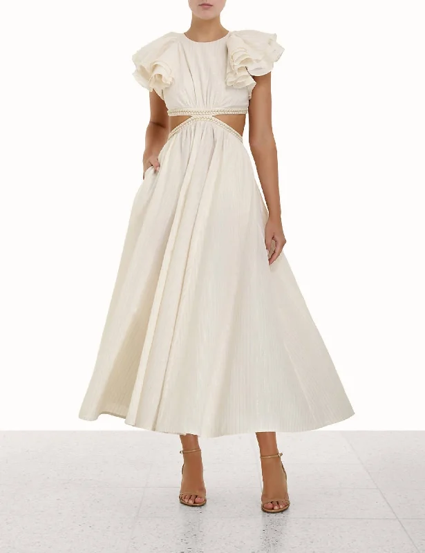 Anneke Cut Out Ruffle Dress In Ivory