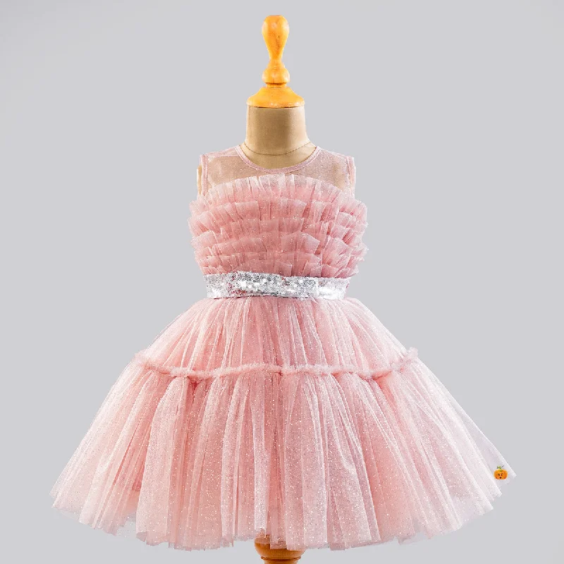 Onion Glittery Frock for Girls