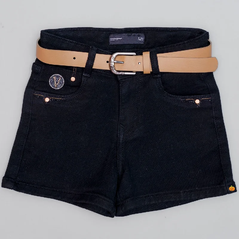 Black Girls Shorts with Belt