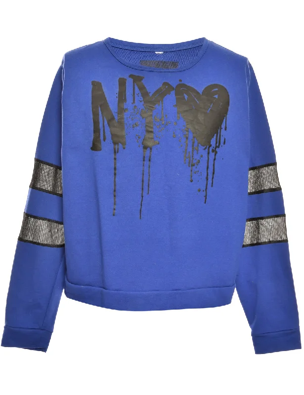 New York Blue Printed Sweatshirt - M