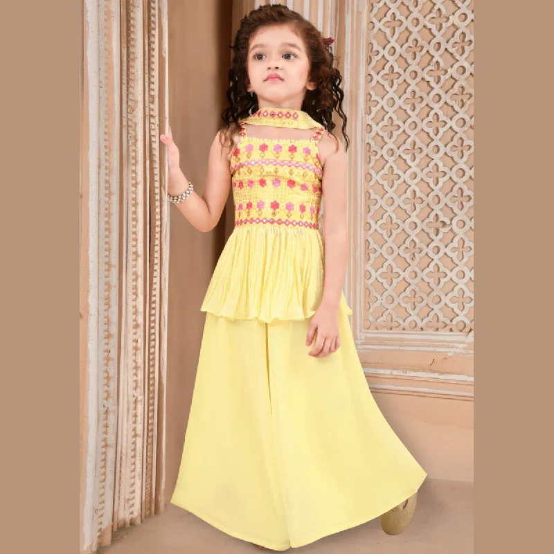 Lemon Peplum Kurti with Palazzo for Girls