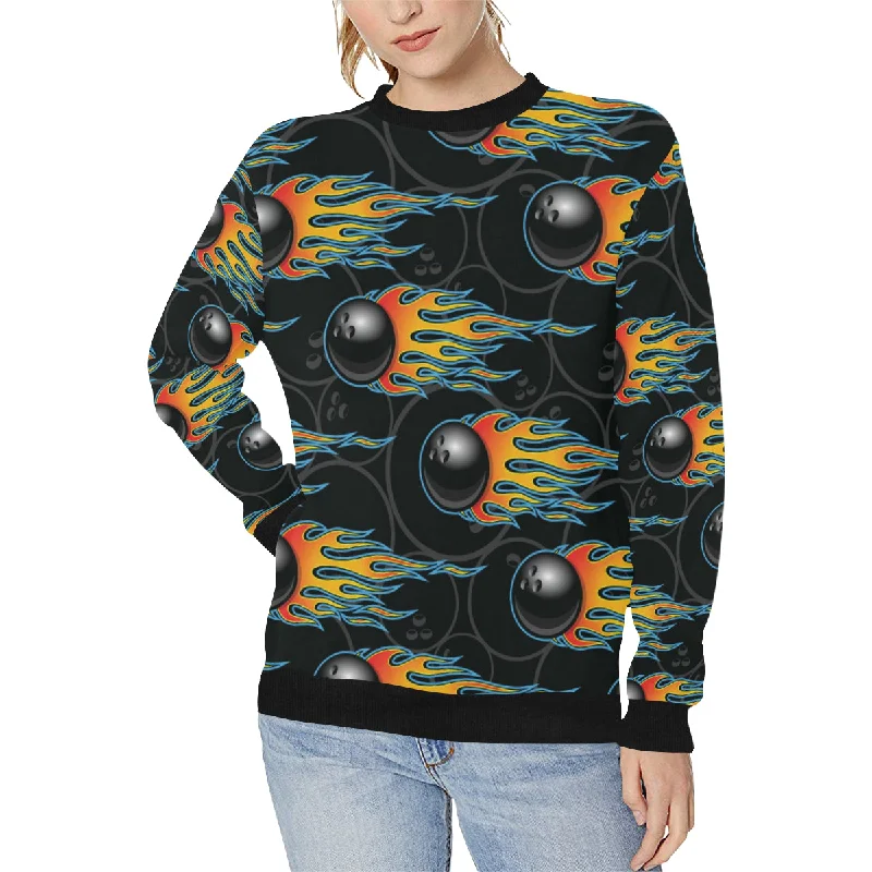 Bowling balls flame pattern Women's Crew Neck Sweatshirt