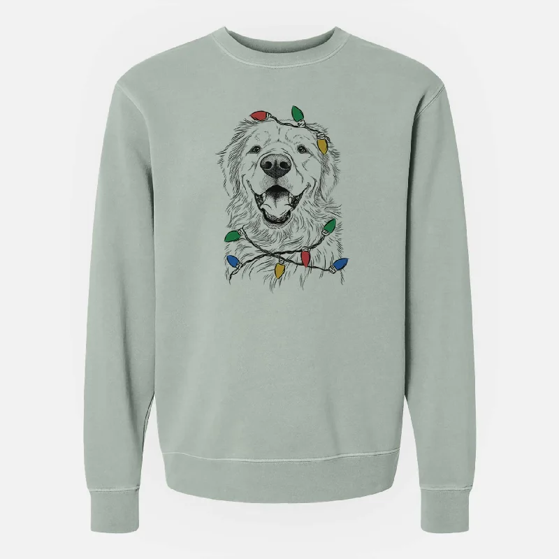 Christmas Lights Roger the Golden Retriever - Unisex Pigment Dyed Crew Sweatshirt