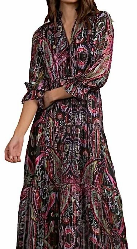 Barcelona Maxi Dress in Black Multi Paisley