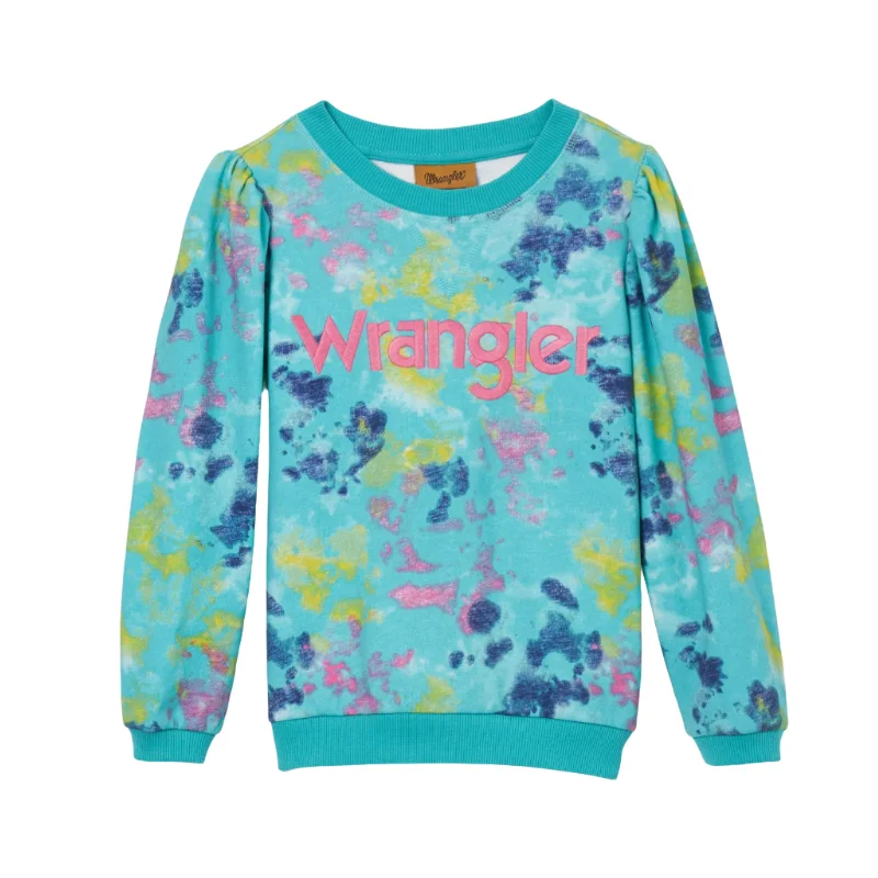 Wrangler Girl's Logo Tiedye Teal Sweatshirt 112344171