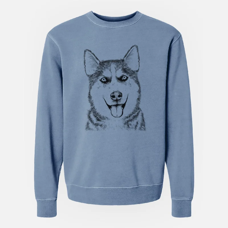 Bare Sesi the Siberian Husky - Unisex Pigment Dyed Crew Sweatshirt