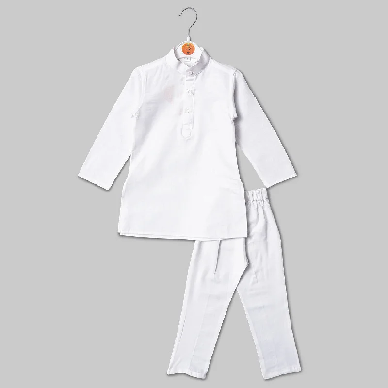 Solid White Kurta Pajama for Kids