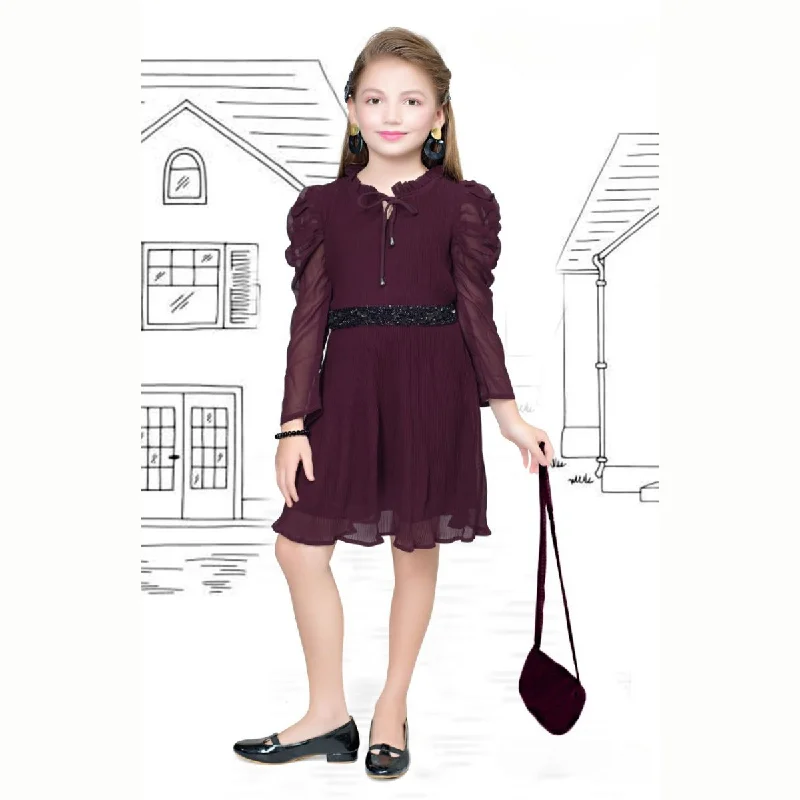 Wine Striped Midi for Girls