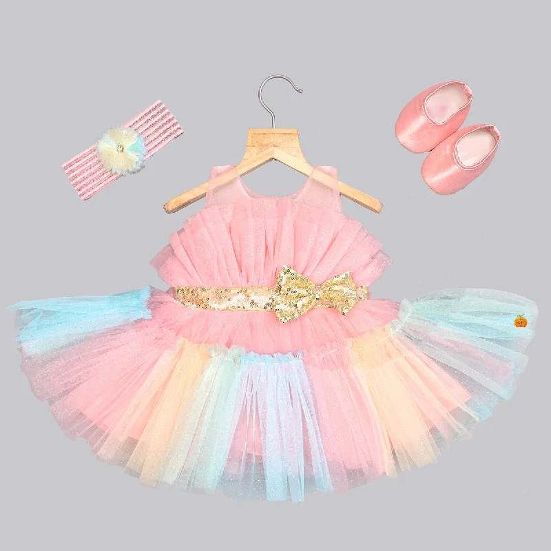 Peach & Lemon Frill Baby Frock