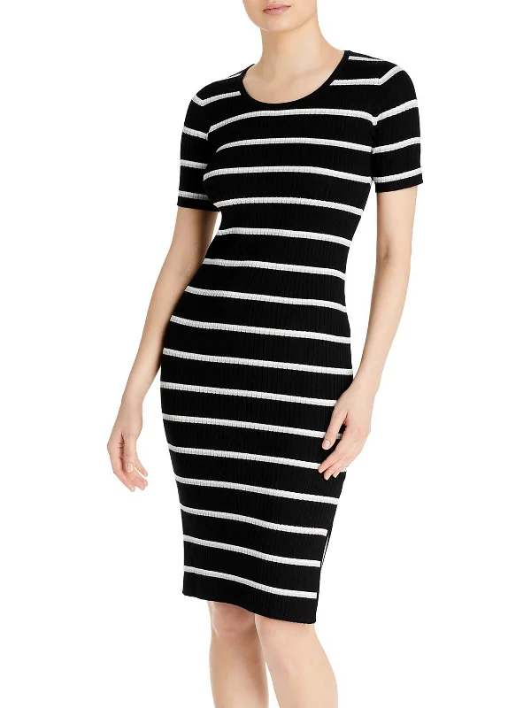 Womens Striped Midi Sweaterdress