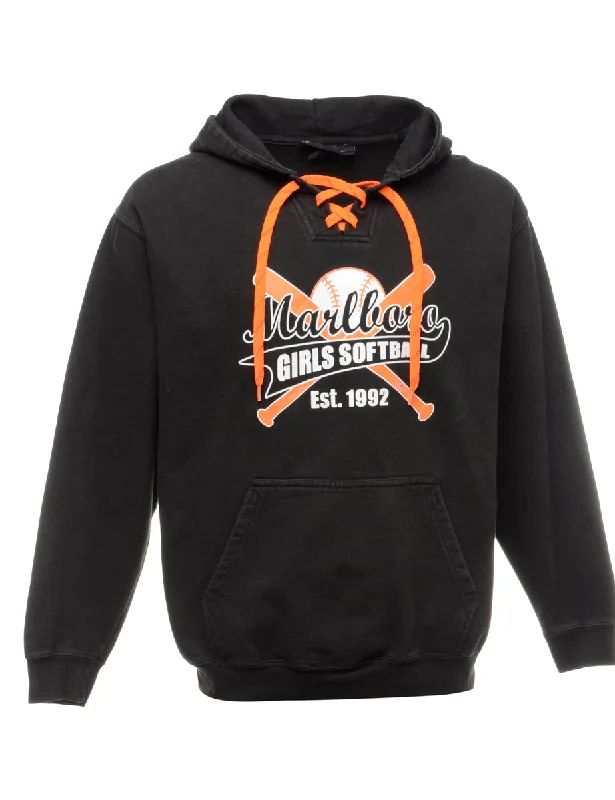 Black Softball Hoodie - L