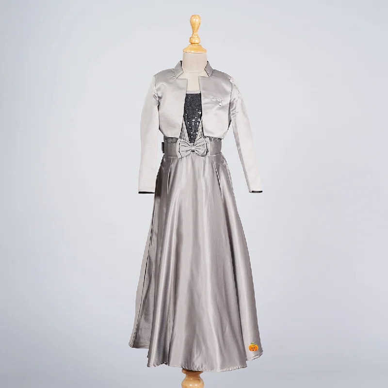 Grey & Onion Sequin Long Girlish Gown