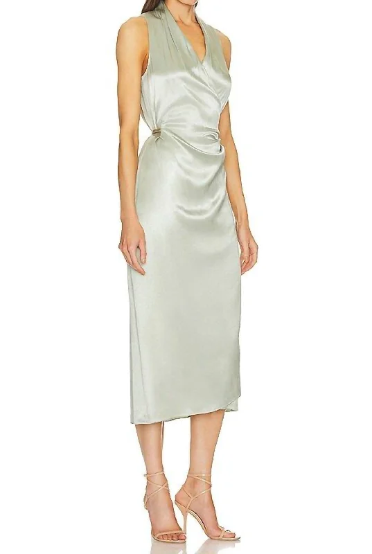 Sleeveless Wrap Dress In Glass