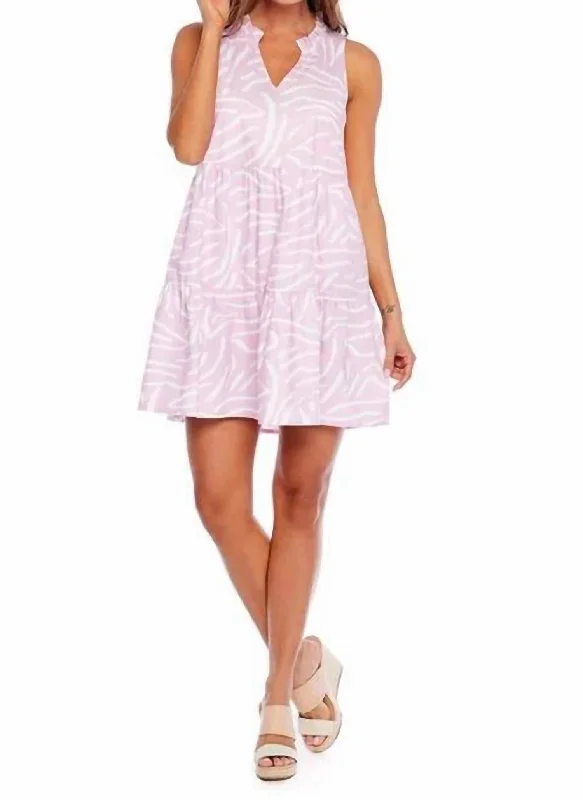 Stripe Brekke Tiered Dress In Lilac