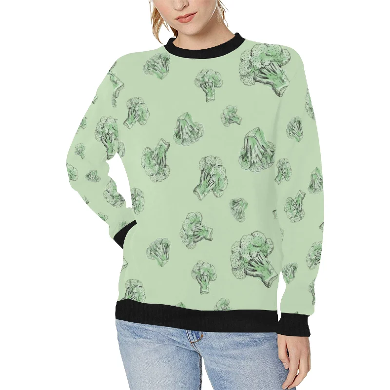 broccoli sketch pattern Women's Crew Neck Sweatshirt