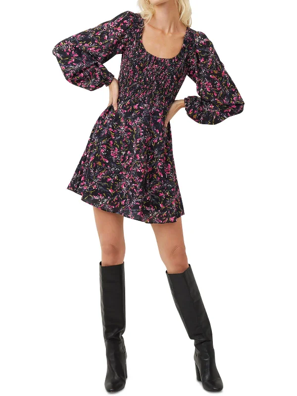 Womens Floral Mini Fit & Flare Dress