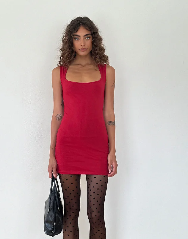 Jinsuen Bodycon Mini Dress in Adrenaline Red