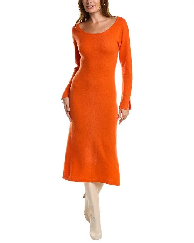 Qi Cashmere Boat Neck Cashmere Midi Dress