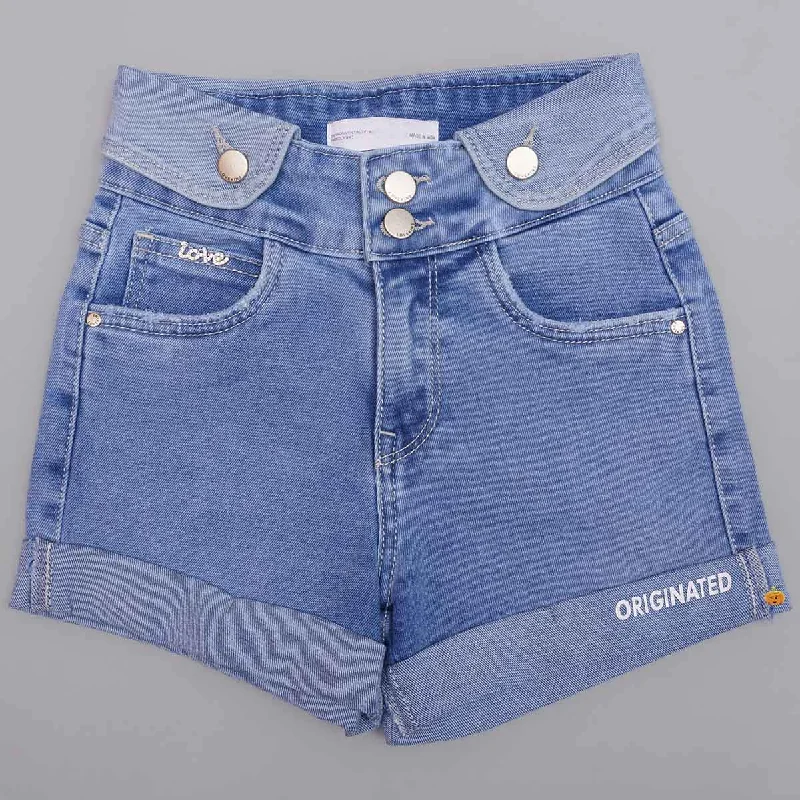 Light & Dark Blue Denim Girls Shorts