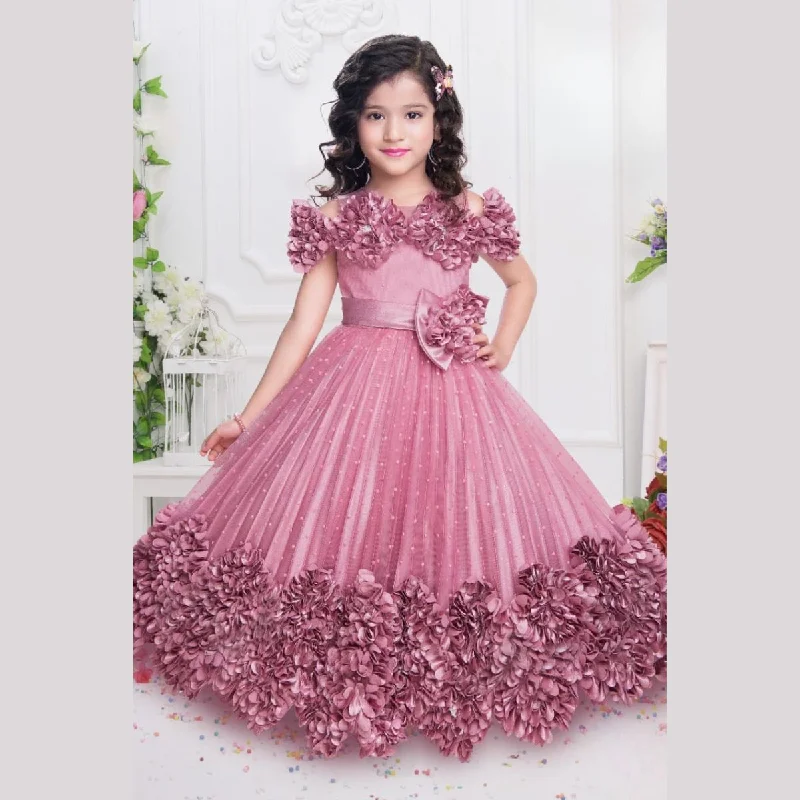 Onion Floral Long Girls Gown Dress