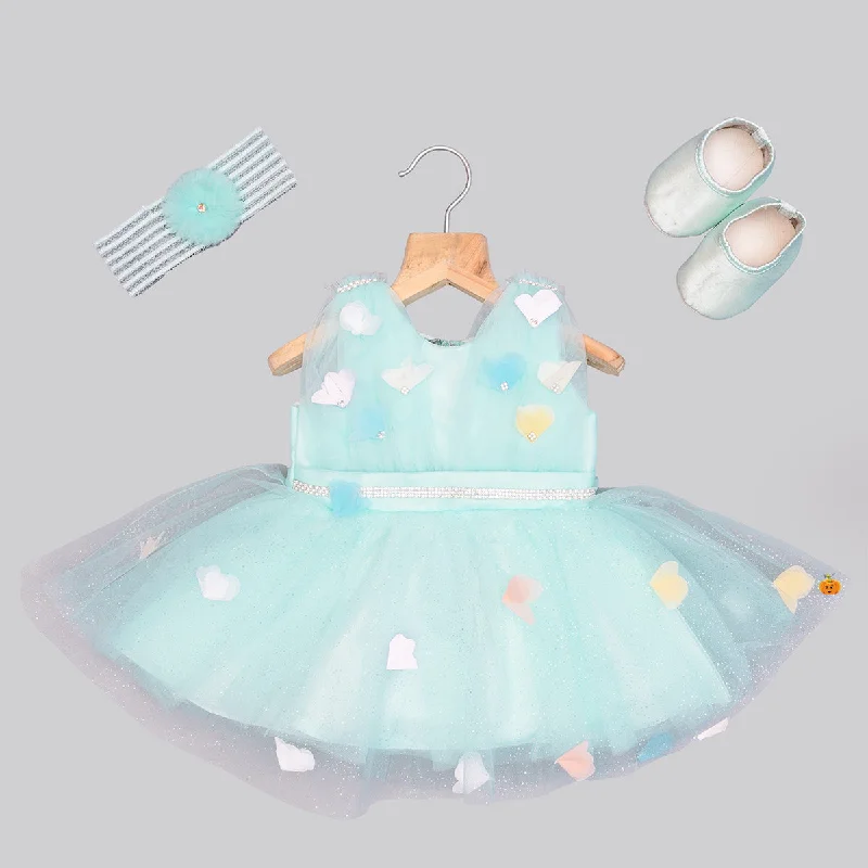 Sea Green Baby Frock with Shoes