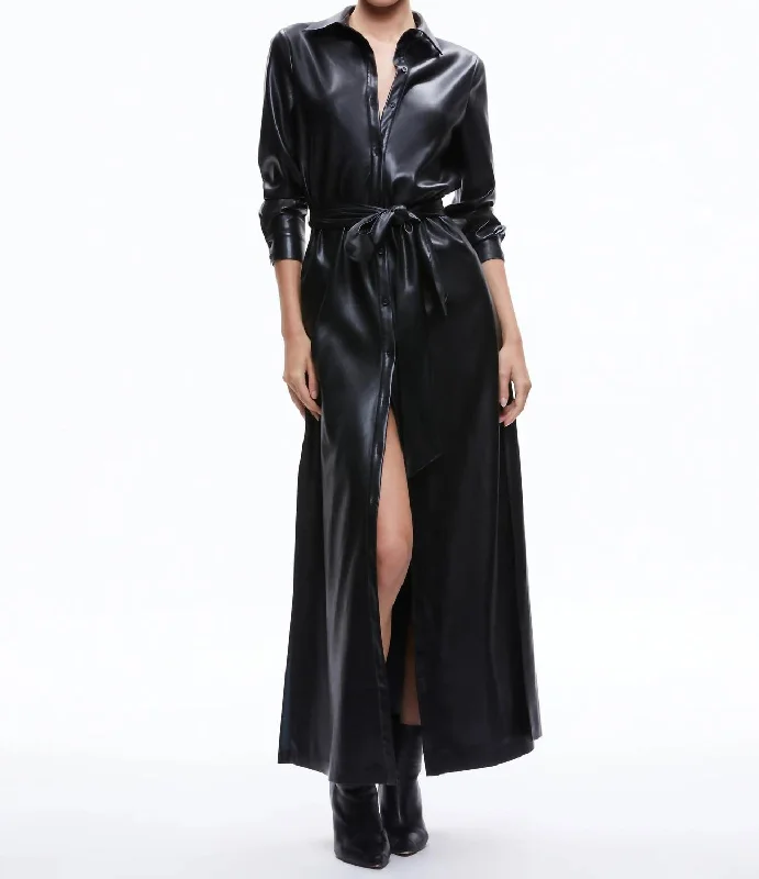 Chassidy Vegan Leather Maxi Dress In Black