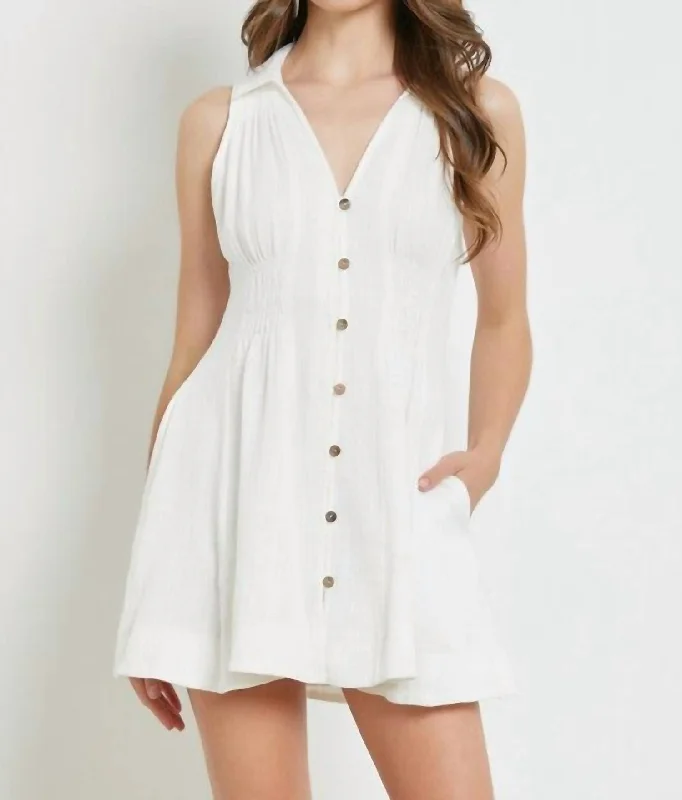 Maeve Button Dress In Off White