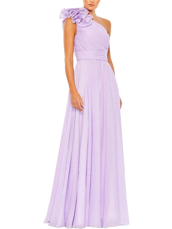 Womens Ruffled Long Evening Dress