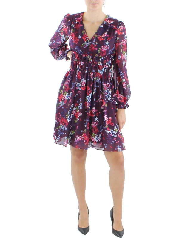 Womens Floral Midi Fit & Flare Dress