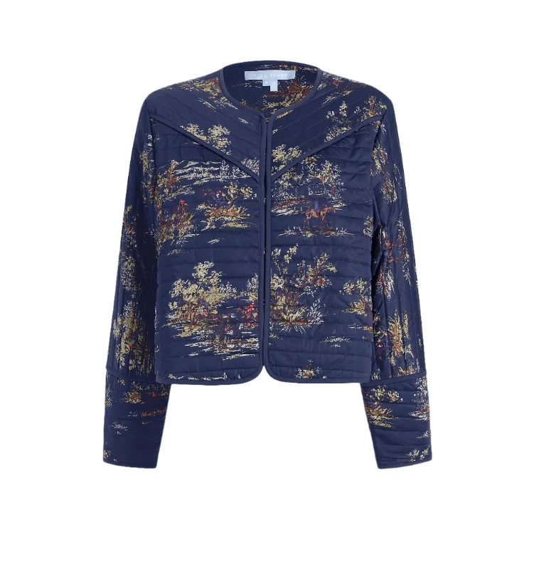 The Amari Jacket in Navy Equestrian Toile